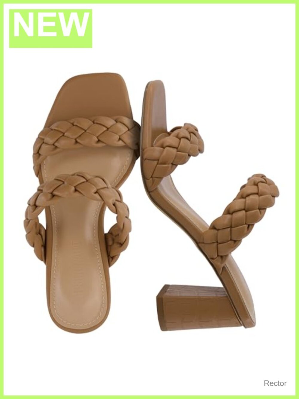 CUSHIONAIRE Irine Chunky Heels Braided Block Heel Sandals with Square Toe and